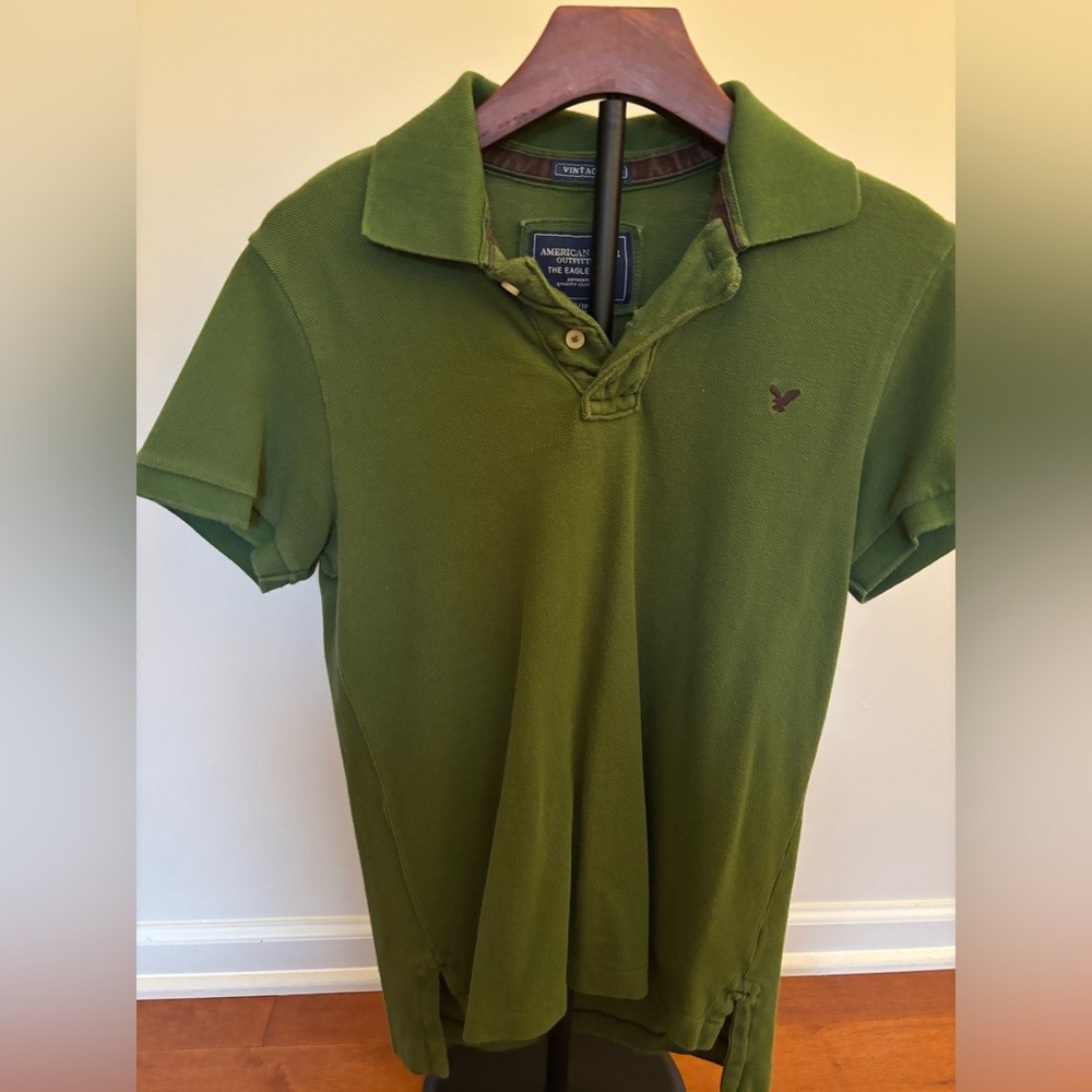 American Eagle Men's XS‎ Green Polo Shirt Vintage Fit
